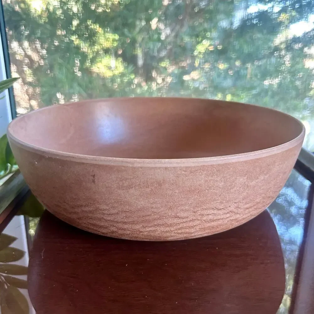 Vintage Fillinger’s Pressed Agatized Wood Salad Bowl 11.5” Sheboygan Wisconsin
